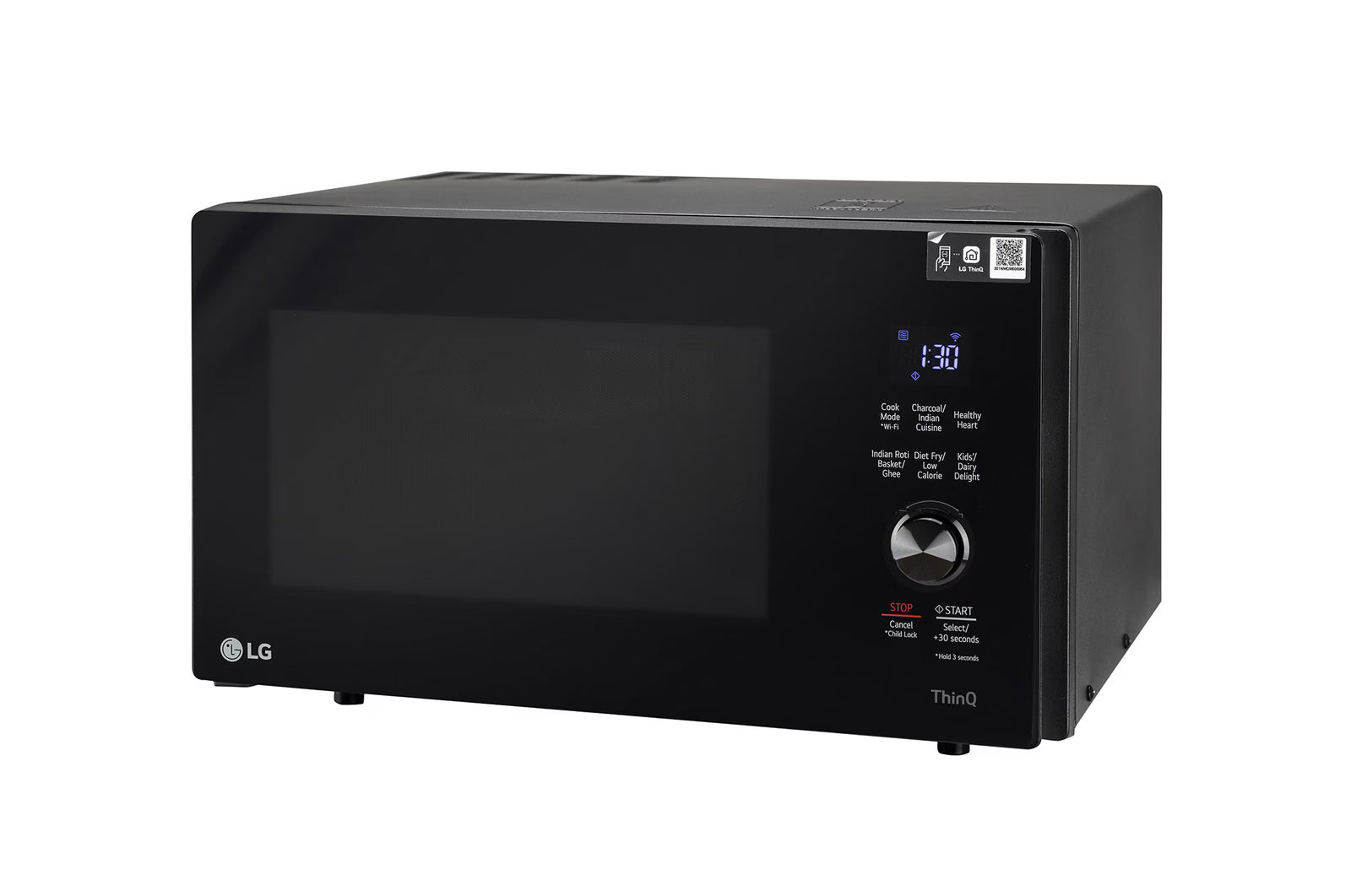 LG 28 L MJEN286UFW Scan-To-Cook Charcoal Microwave Oven with Healthy Heart™, Charcoal Lighting Heater, Motorised Rotisserie, Black
