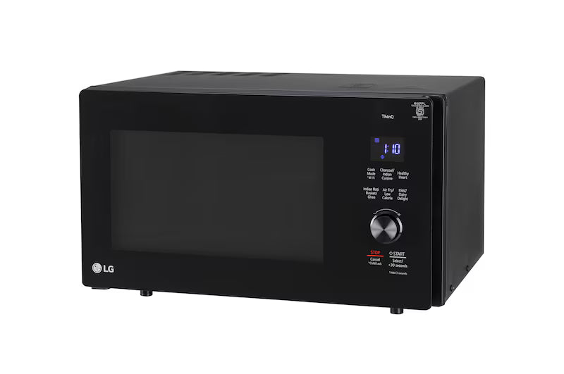 LG 28 L Convertible Microwave Oven with Air Fry, Charcoal Lighting Heater™, 331 Auto Cook Menu Powered by Thinq, Black