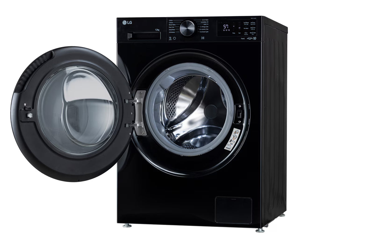 LG FX1412N5O 12 KG Front Load Washing Machine, AI Direct Drive™, 6 Motion, Turbowash 360, Steam, Onyx Black, 5 Star