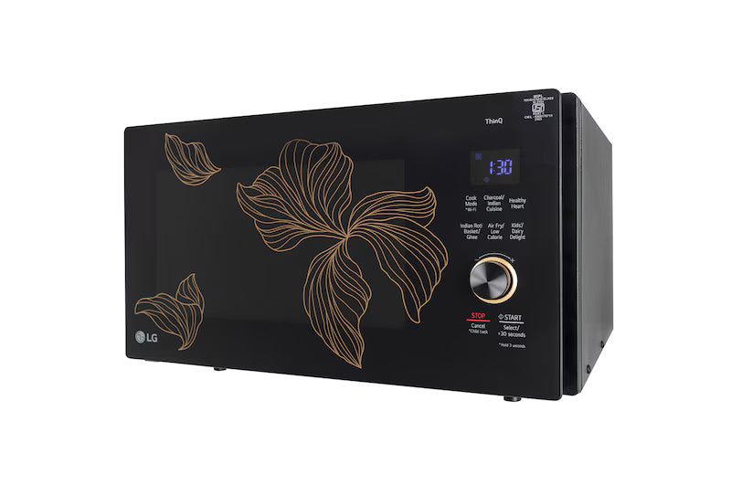 MJEN286UGWF LG 28 L Convertible Microwave Oven with Air Fry, Charcoal Lighting Heater™, 331 Auto Cook Menu Powered by Thinq, Black