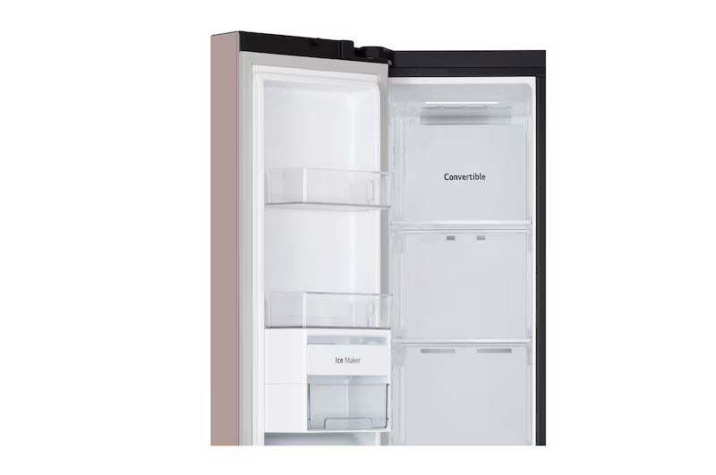 LG 650L Side-By-Side Refrigerator, Objet Collection, Wi-Fi Convertible, DoorCooling+™, Clay Pink Tango, 3 Star