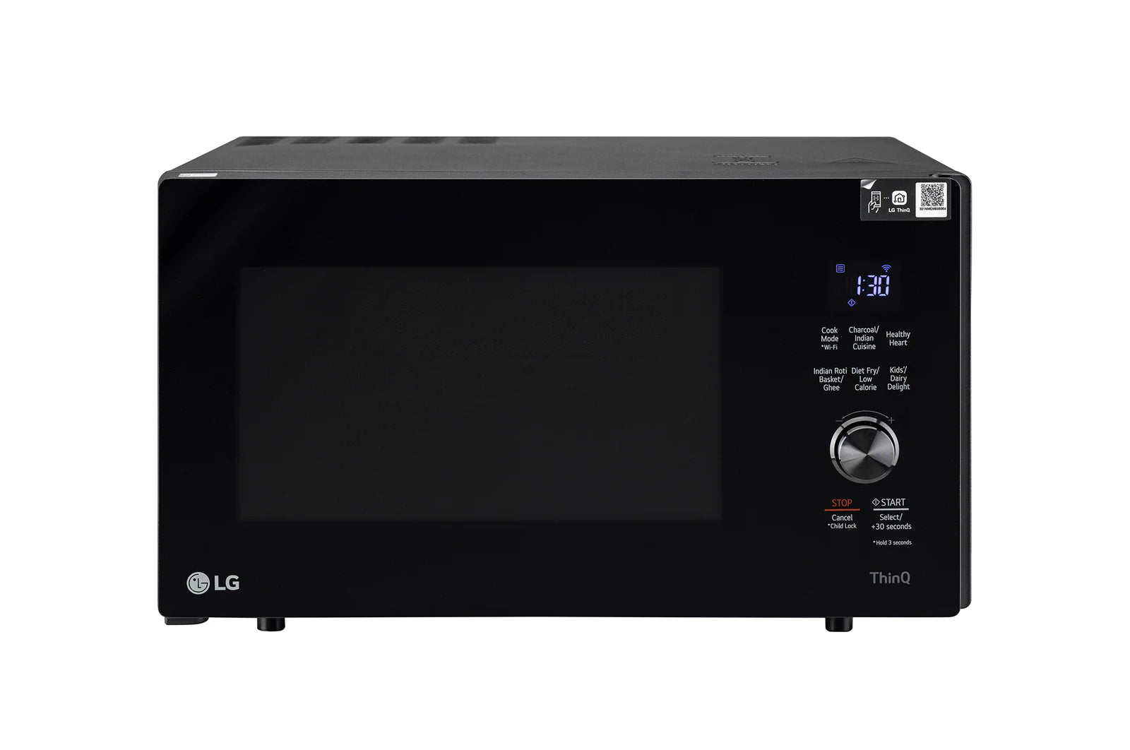 LG 28 L MJEN286UFW Scan-To-Cook Charcoal Microwave Oven with Healthy Heart™, Charcoal Lighting Heater, Motorised Rotisserie, Black