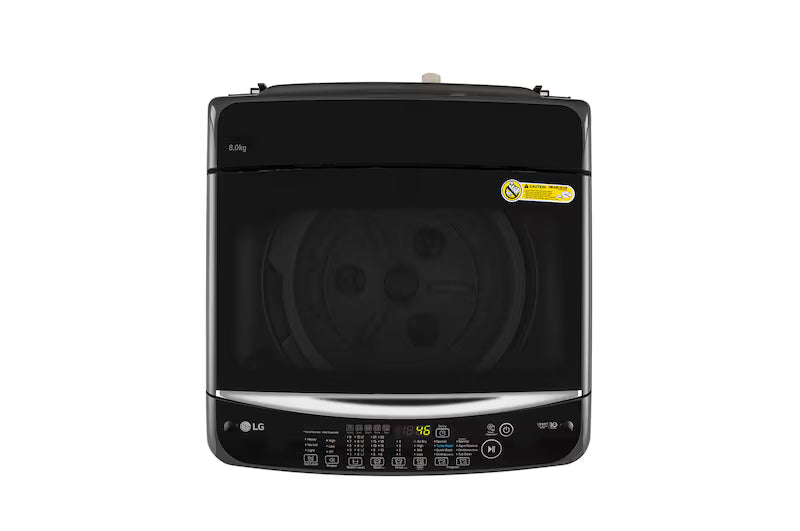 LG 8Kg Top Load Washing Machine, Smart Inverter Motor, Auto Tub Clean, Middle Black, 5 Star