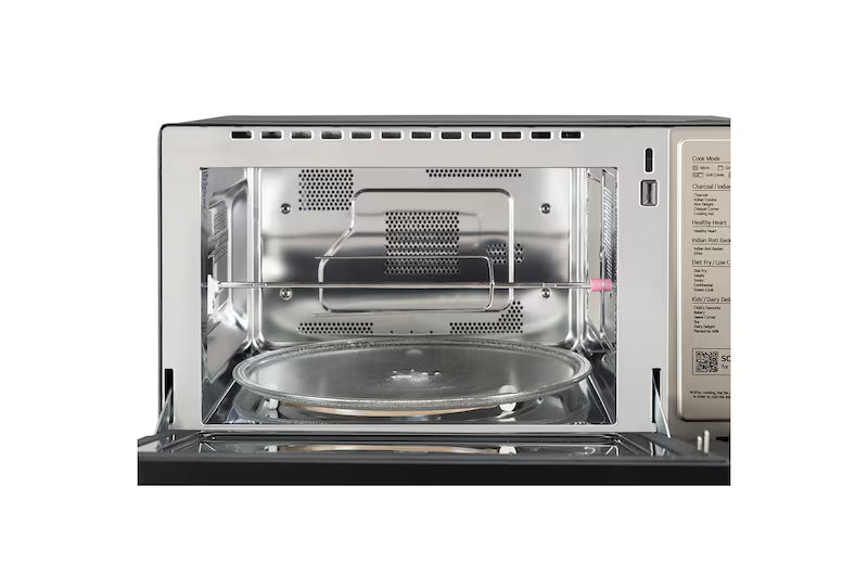 LG 32 L Scan-To-Cook Charcoal Microwave Oven with Healthy Heart™, Charcoal Lighting Heater, Motorised Rotisserie, Black