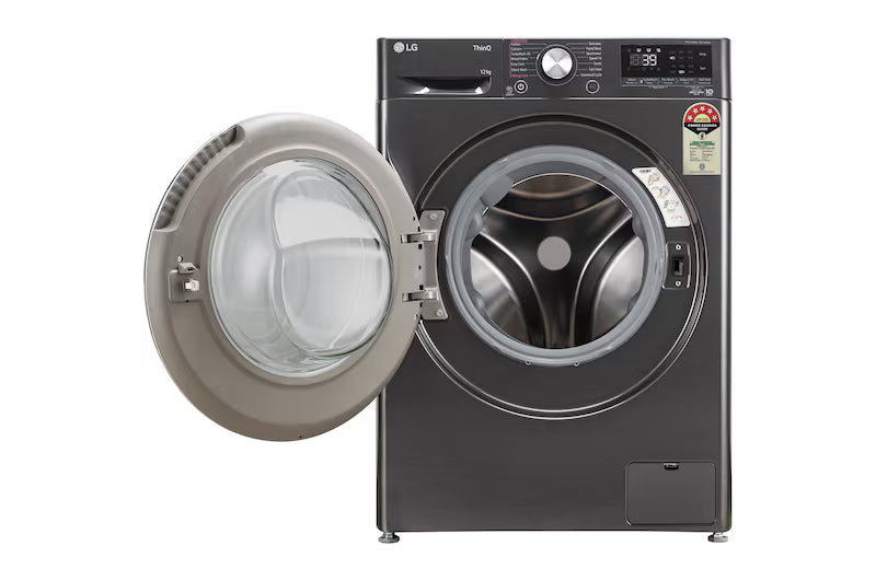 LG 12Kg Front Load Washing Machine, AI Direct Drive™, Platinum Black, 5 Star