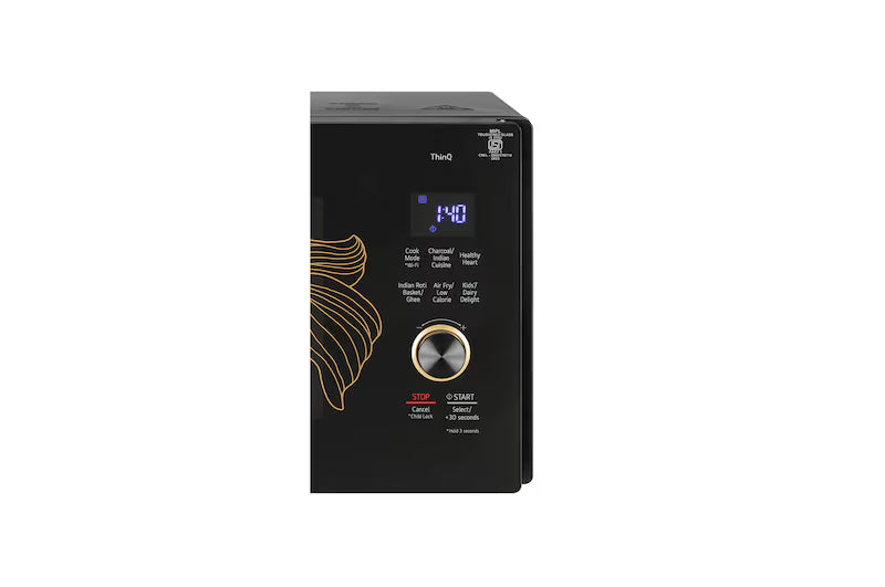 MJEN286UGWF LG 28 L Convertible Microwave Oven with Air Fry, Charcoal Lighting Heater™, 331 Auto Cook Menu Powered by Thinq, Black