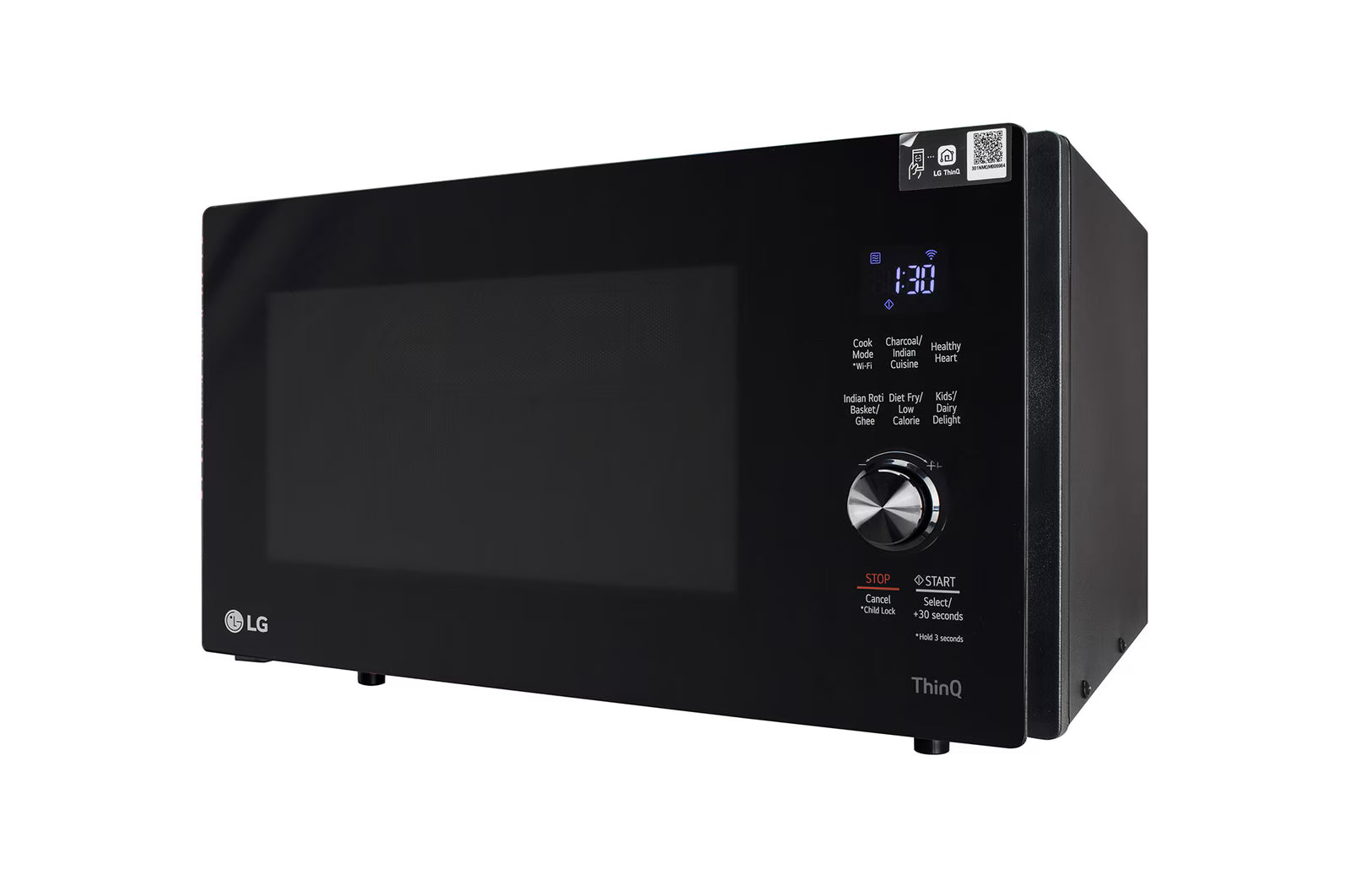 LG 28 L MJEN286UFW Scan-To-Cook Charcoal Microwave Oven with Healthy Heart™, Charcoal Lighting Heater, Motorised Rotisserie, Black