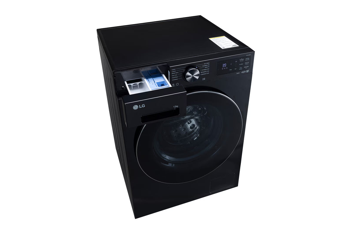 LG FX1412N5O 12 KG Front Load Washing Machine, AI Direct Drive™, 6 Motion, Turbowash 360, Steam, Onyx Black, 5 Star