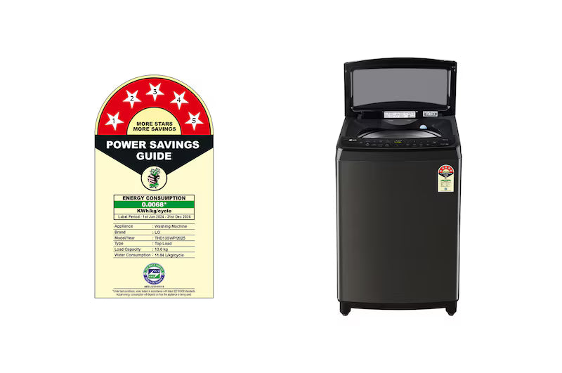 LG 13Kg Top Load Washing Machine, AI Direct Drive™, In-built Heater, Platinum Black, 5 Star