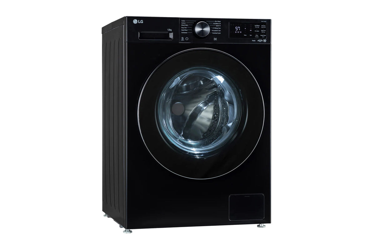 LG FX1412N5O 12 KG Front Load Washing Machine, AI Direct Drive™, 6 Motion, Turbowash 360, Steam, Onyx Black, 5 Star