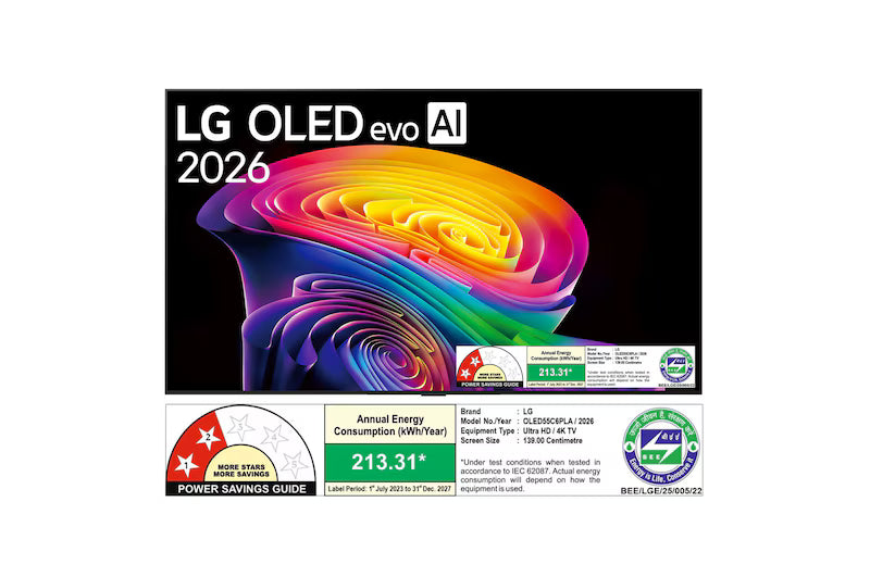 OLED55C6PLA 139 cm (55) LG OLED evo AI 4K Smart TV with α11 AI Processor Gen3, with Dolby Vision & Atmos 2026