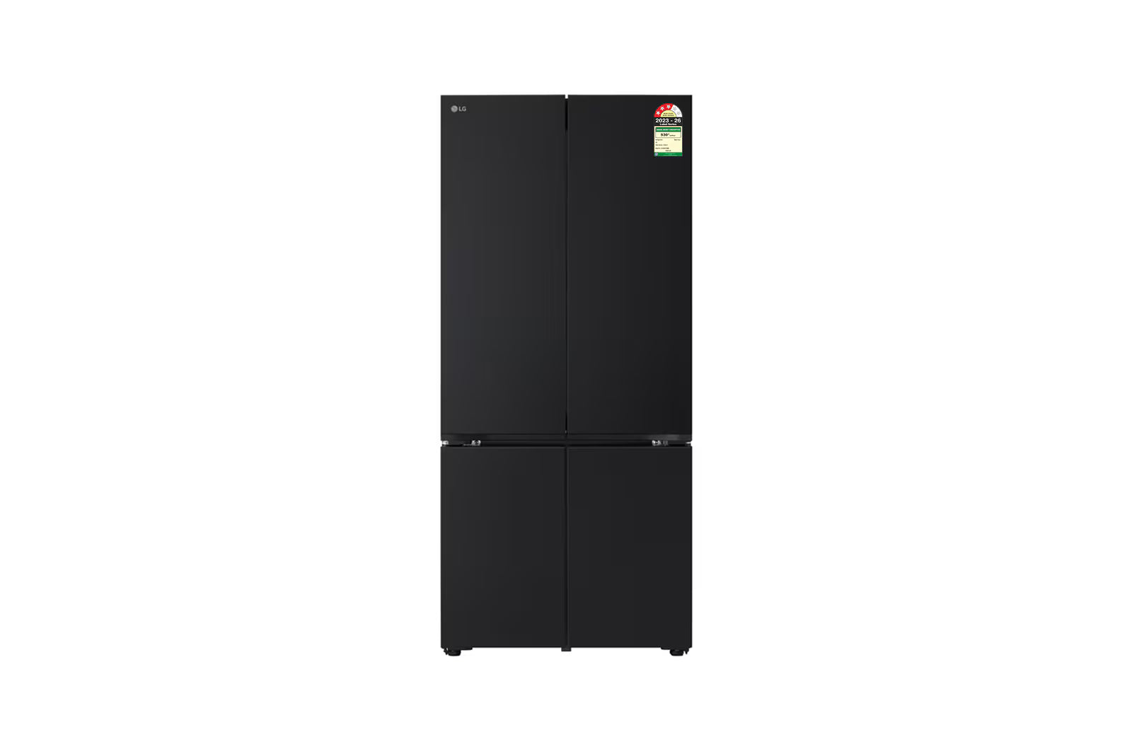 LG GV-B25FFGMB, 610L French Door Refrigerator, Fresh Converter+, Wi-Fi Convertible, DoorCooling+ Black Glass Finish, 3 Star