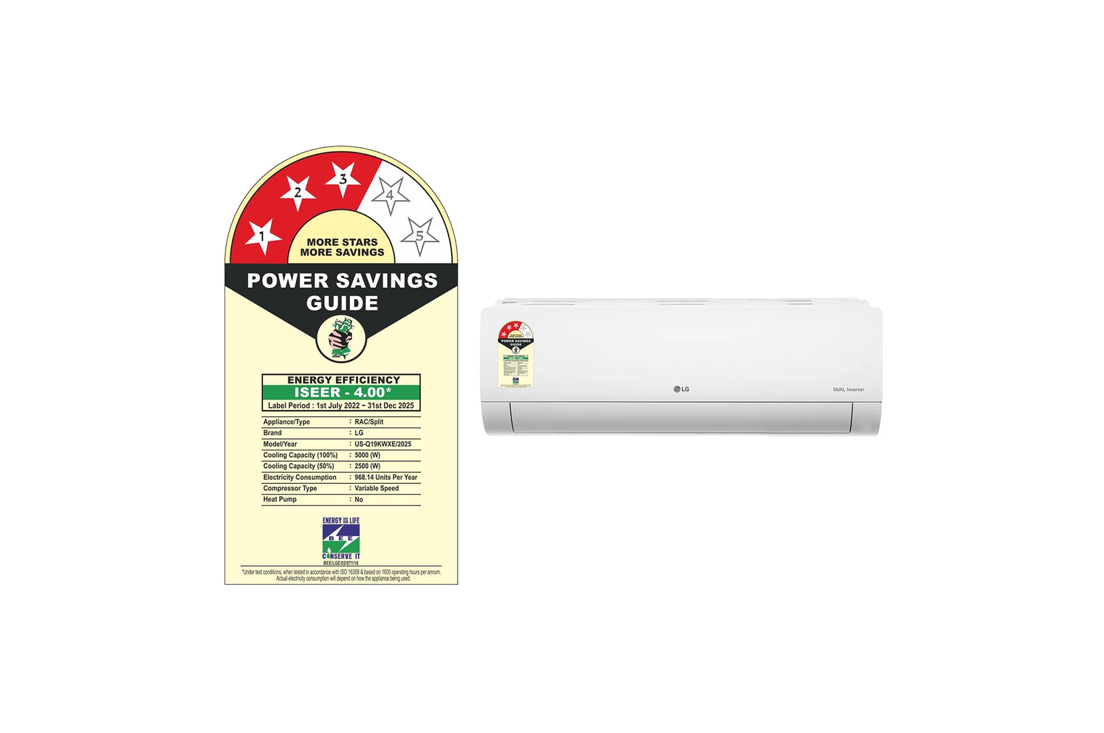 LG 3 Star (1.5) Split AC, US-Q19KWXE, AI Convertible 6-in-1, Diet Mode+, HimClean, Energy Manager+, 5.0 kW, 2025 Model