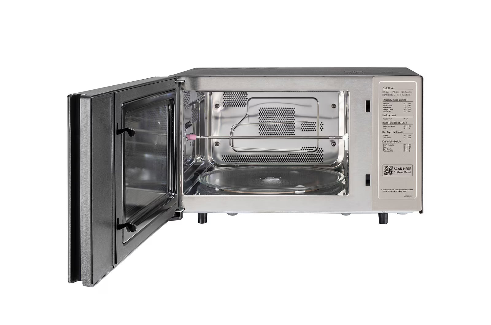 LG 28 L MJEN286UFW Scan-To-Cook Charcoal Microwave Oven with Healthy Heart™, Charcoal Lighting Heater, Motorised Rotisserie, Black